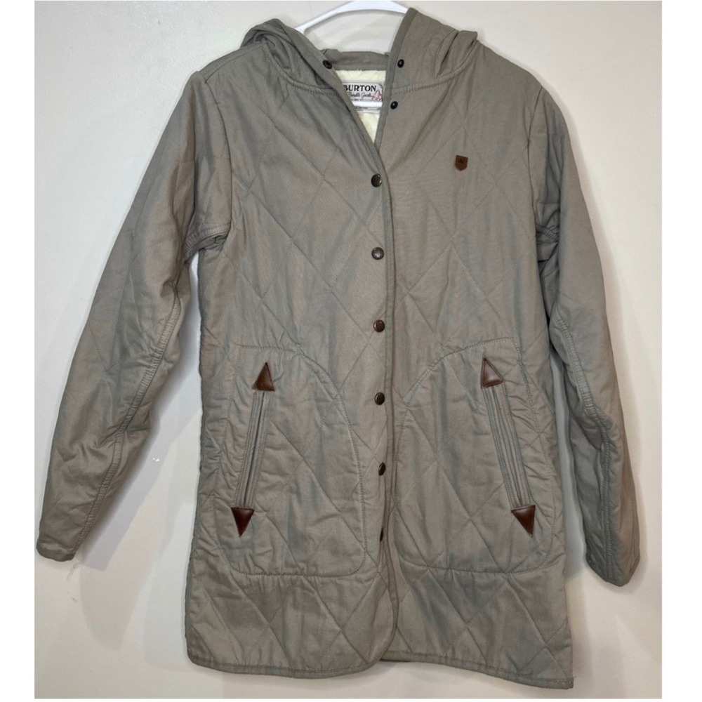 Burton Gemmi Jacket Gray Quilted Sherpa Lined Hooded Parka Coat Women's Size S